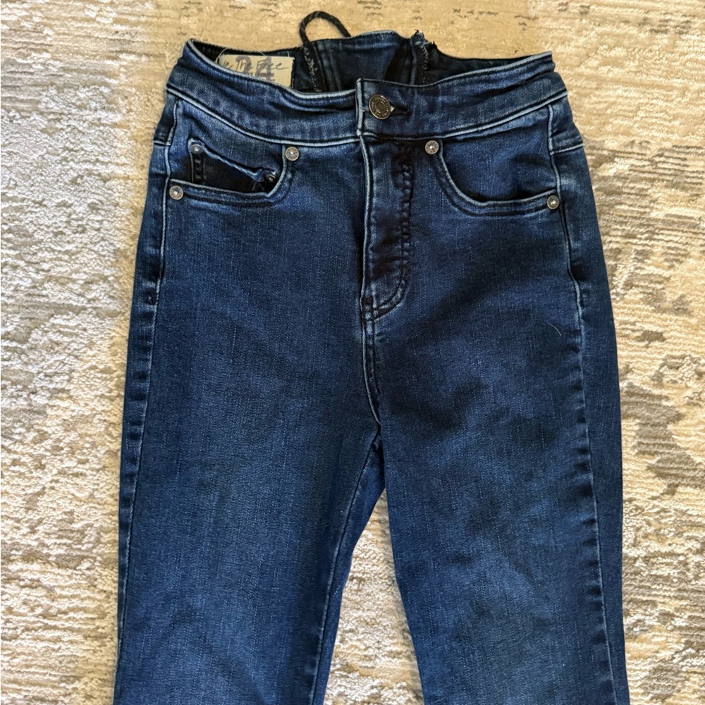 We The Free People Ma Cherie Flare Jeans - Dark Blue Lace Up Back - Picture 6 of 8